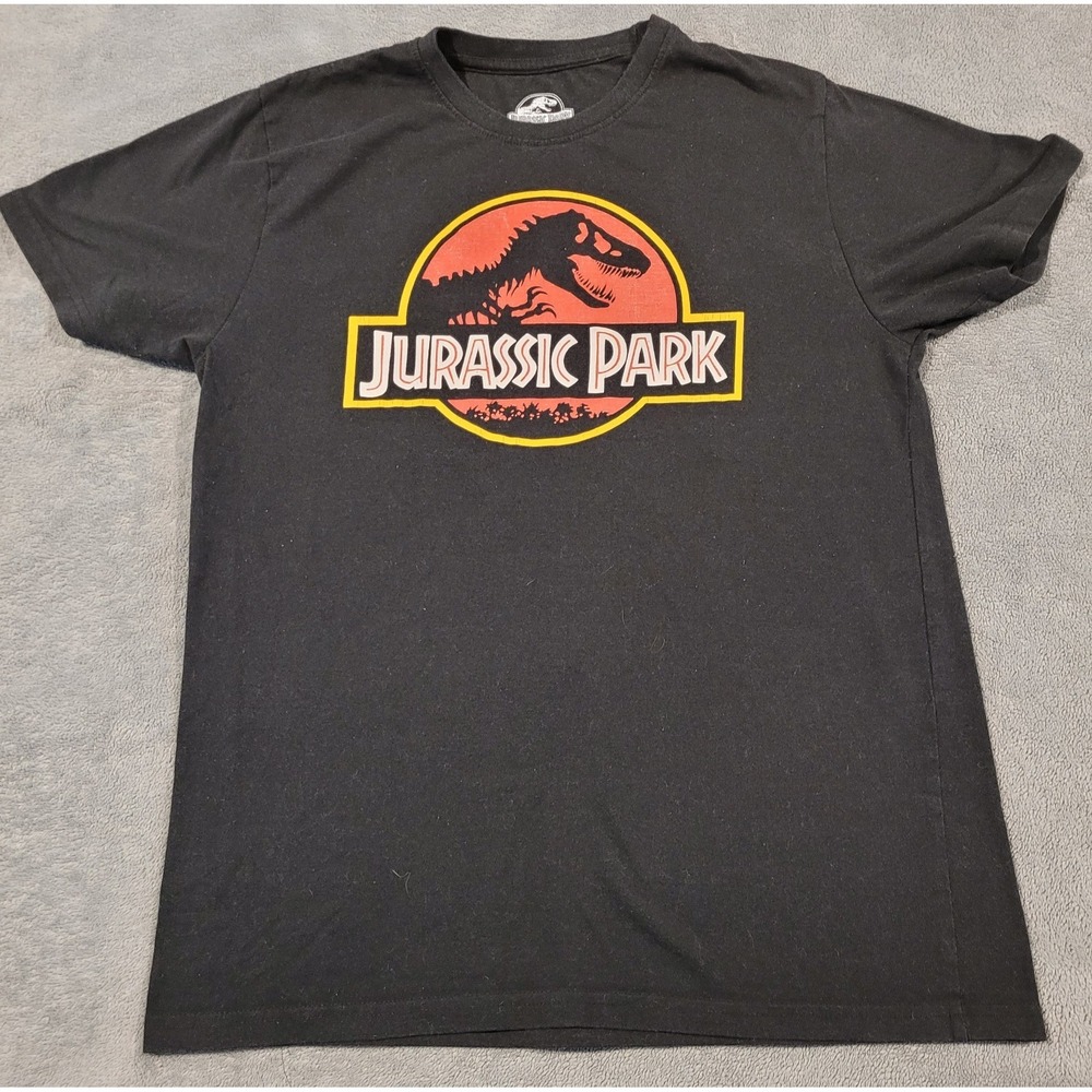 Jurassic Park Graphic T-Shirt Black, Classic Logo  Size M Youth
